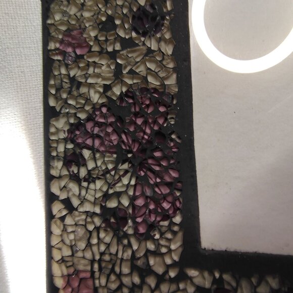 Stonebriar Mosaid Glass Photo Frame 4x6 Butterflies Purple Cream Iridescent Tile - Picture 13 of 15